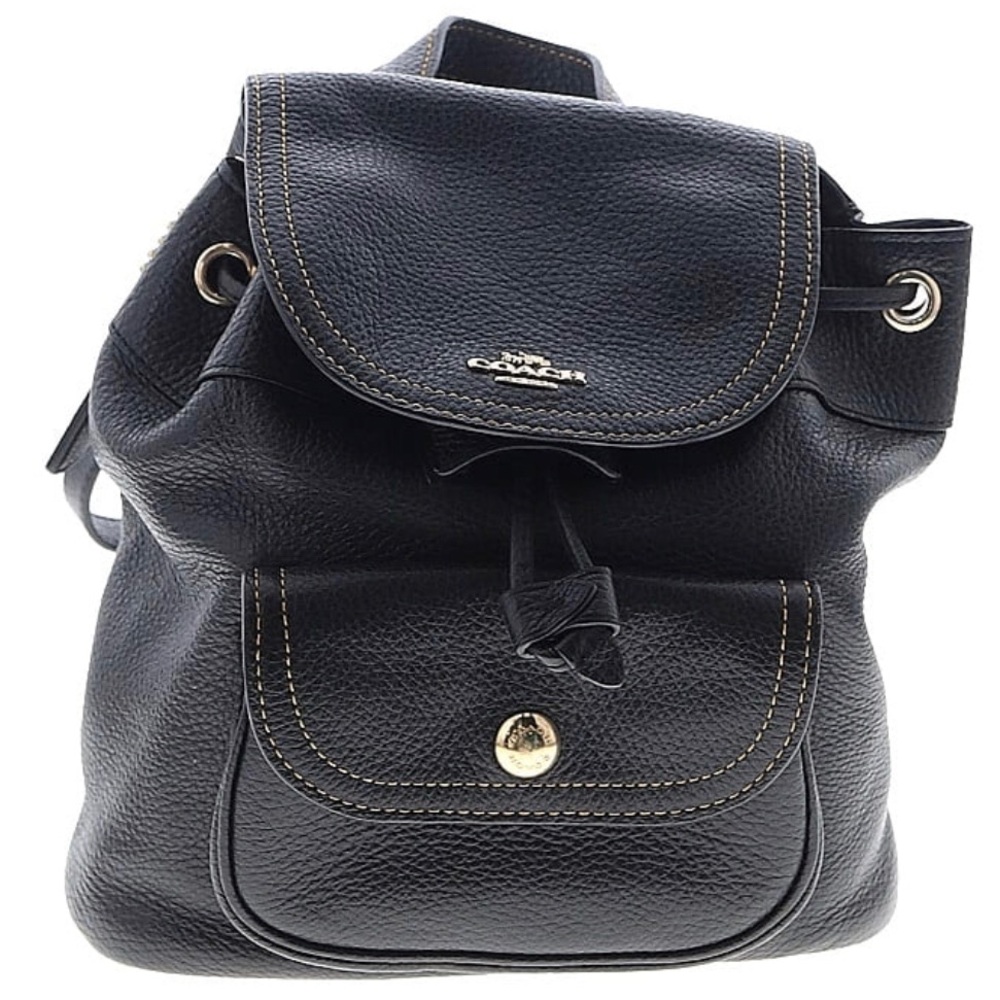 Coach Factory Black Leather Backpack
